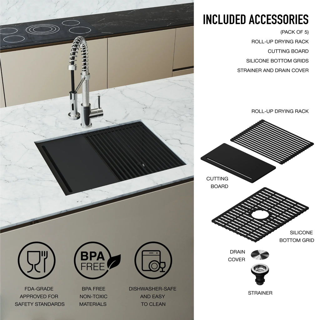 Kitchen Stainless Accessories Undermount with Sink Bowl Steel Single 23 in. VIGO Mercer