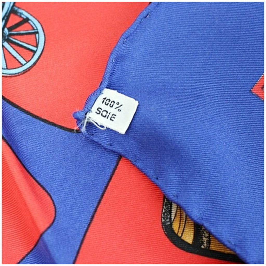 Hermes Scarf Carriage) (Good) Pre-Owned Red HERMES CARROSSERIE Silk (Spiral Women's x Blue Muffler