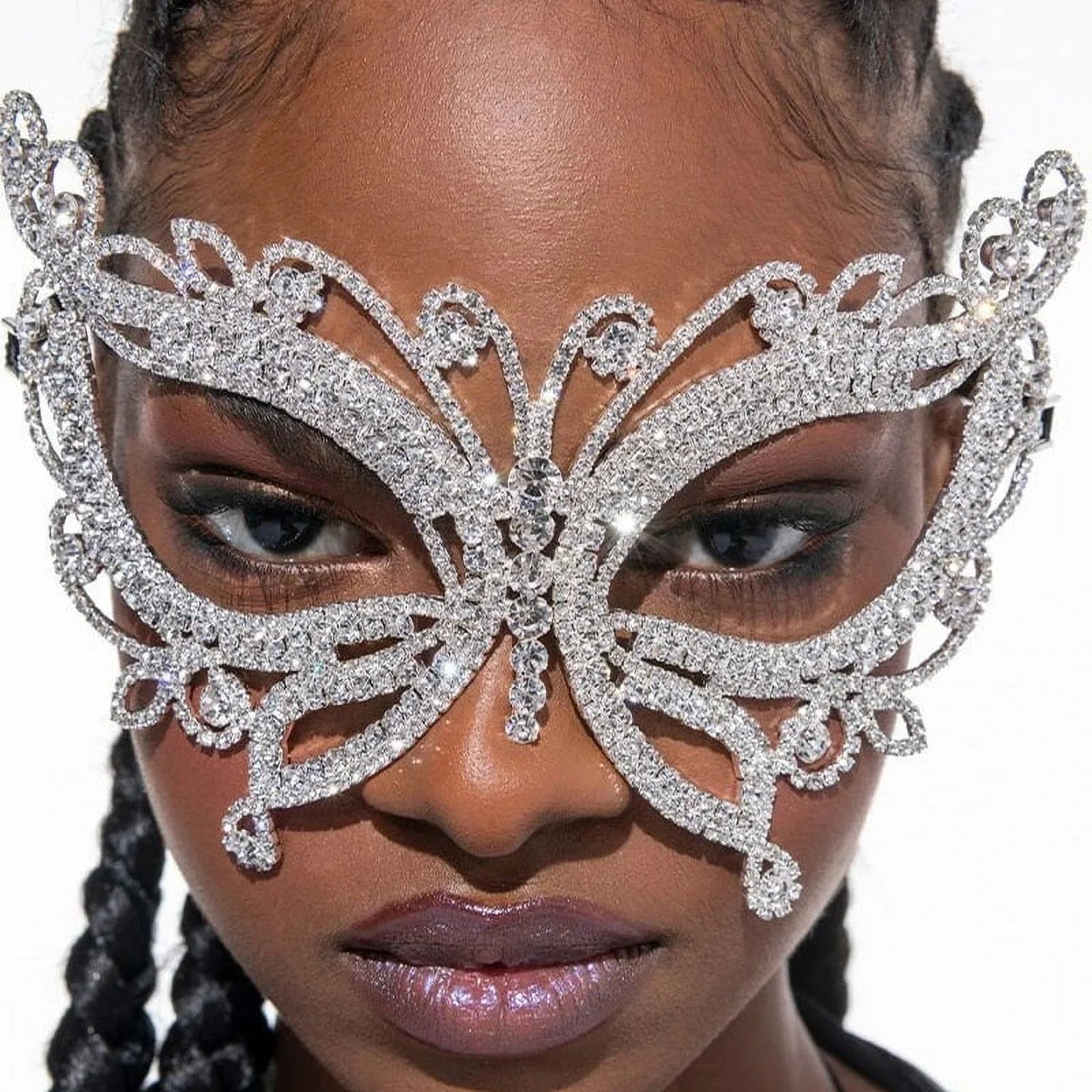 Face Masquerade Crystal Mask Halloween Butterfly Women Rhinestone Accessories for