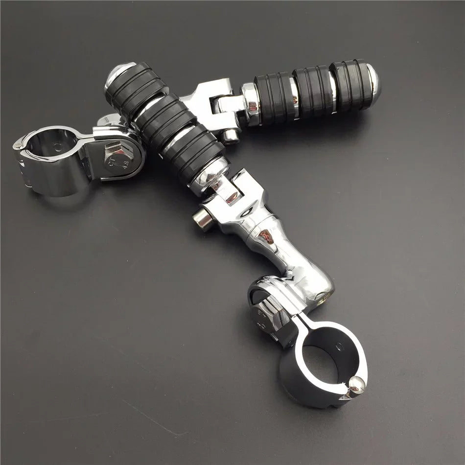 Vulcan 1.5" Footrest 1200/Triumph Foot Regular 3 Pegs Sportster /Kawasaki For VN2000 VN1500 Chrome Clamps Harley Short with 1-1/2" VN900 VN400 HTT-MOTOR Rocket Angled 883 XL