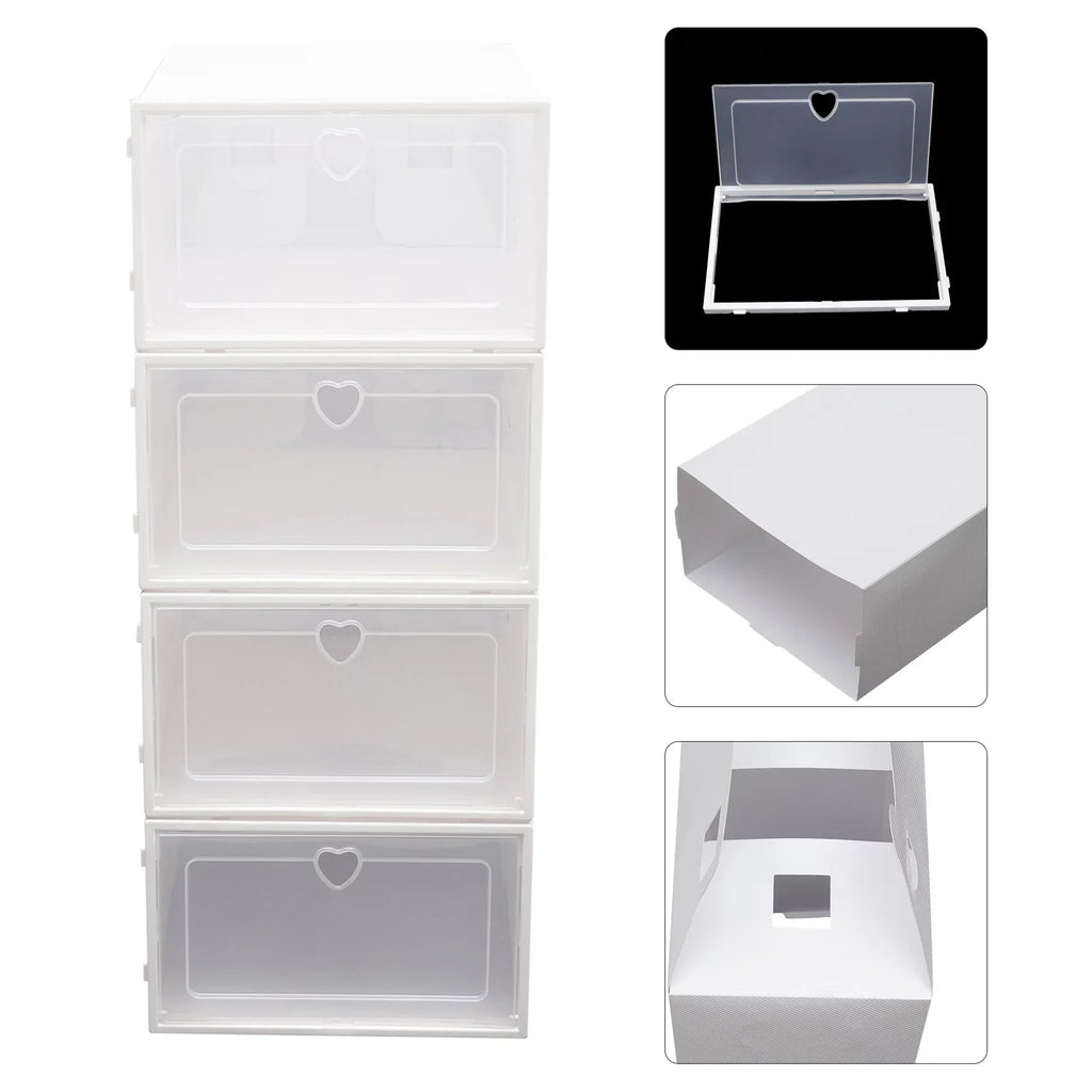 Boxes Storage Flip Plastic Organizer Shoe 20Pcs Case Drawer Clear Box Clamshell Stackable Container Shoe Foldable Loyalheartdy