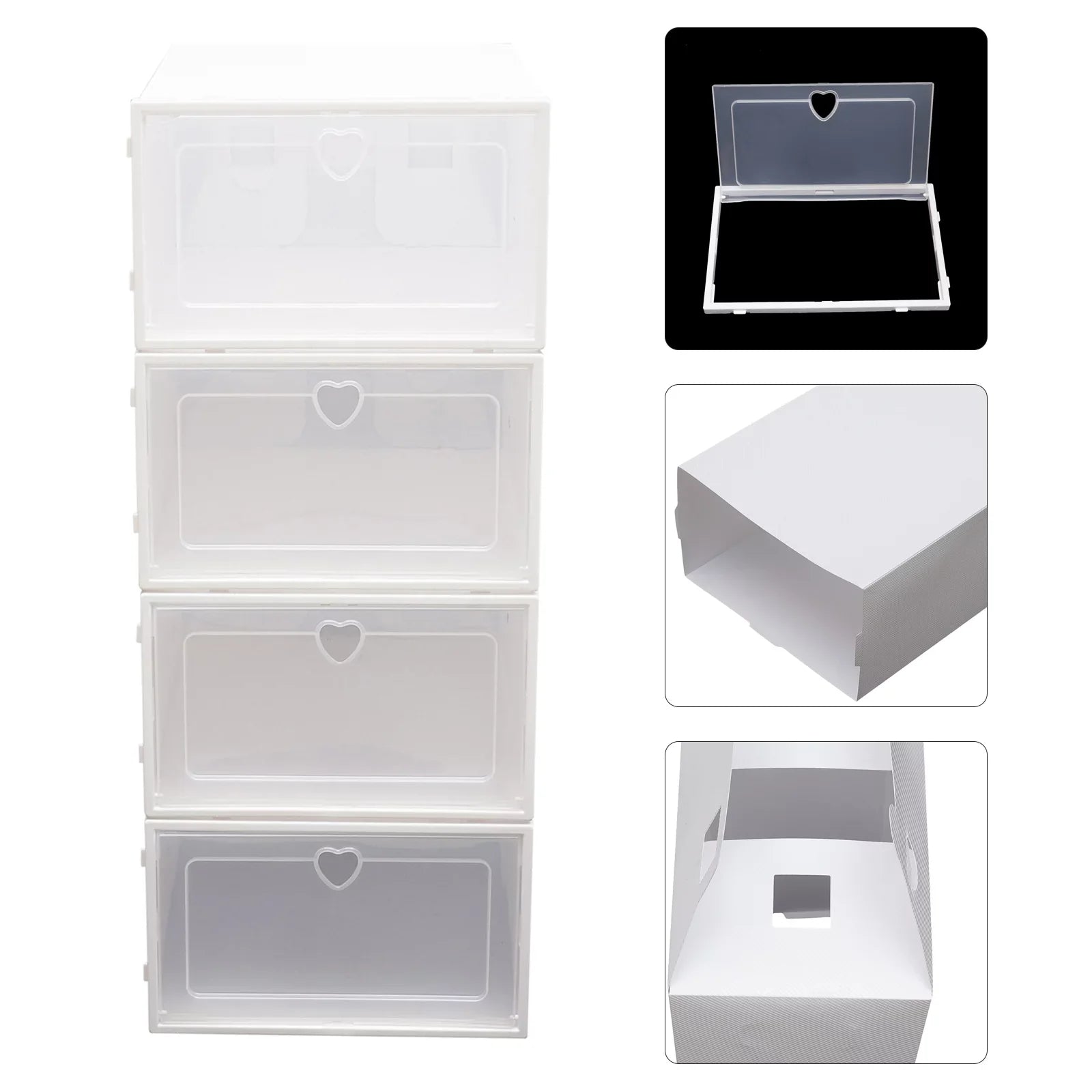 Boxes Storage Flip Plastic Organizer Shoe 20Pcs Case Drawer Clear Box Clamshell Stackable Container Shoe Foldable Loyalheartdy