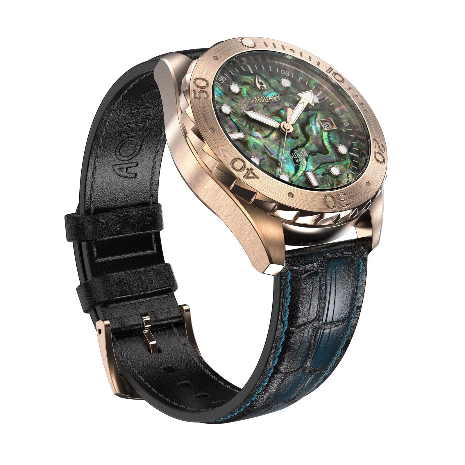 Power Diver BR.AB.8215.L 40 Wrist Automatic Bronze - Approx Reserve Abalone Back CuSn8 liquid Swimming - Down Screw 200M Men - Aquacy Resistance Hours 316L Watches Dive Stainless For Case Watch