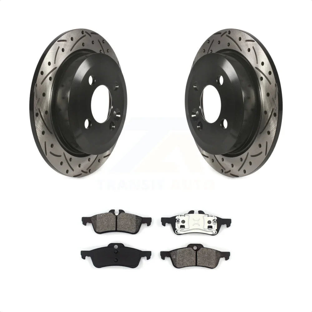 Kit KDS-100458 Brake Pads And - Transit Disc Auto Drilled Semi-Metallic Coated Cooper Rear Slotted Rotors For Mini
