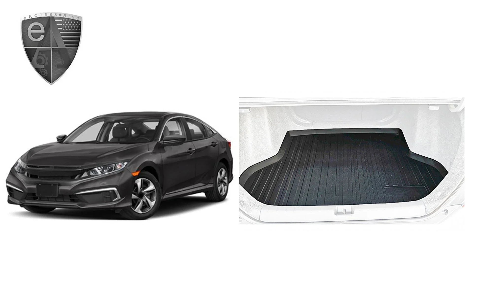 for Install Laser EA Car EACCESSORIES climate-Resistant Sedan Honda – Raised Design Rubber Mat with 2016-2021 – for Trunk Non-Slip Cars Trunk Mats to Easy Lip – Civic Cargo – Trunk Mat Liner Pre-Cut –