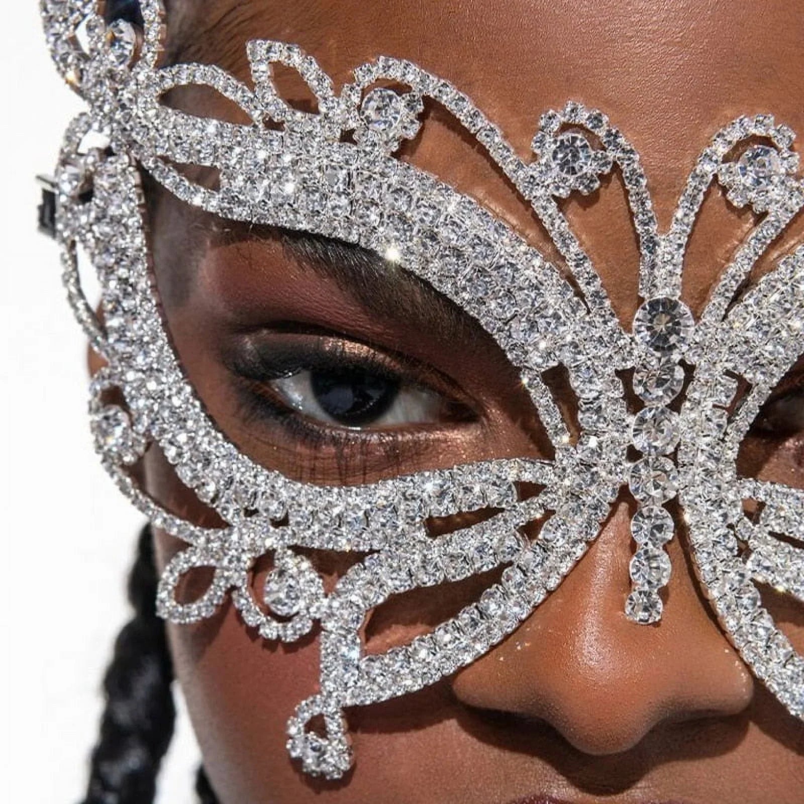Face Masquerade Crystal Mask Halloween Butterfly Women Rhinestone Accessories for