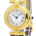 (Good) BF568960 Colisee Must Plated Pre-Owned Watch CARTIER Ladies Leather Quartz Gold