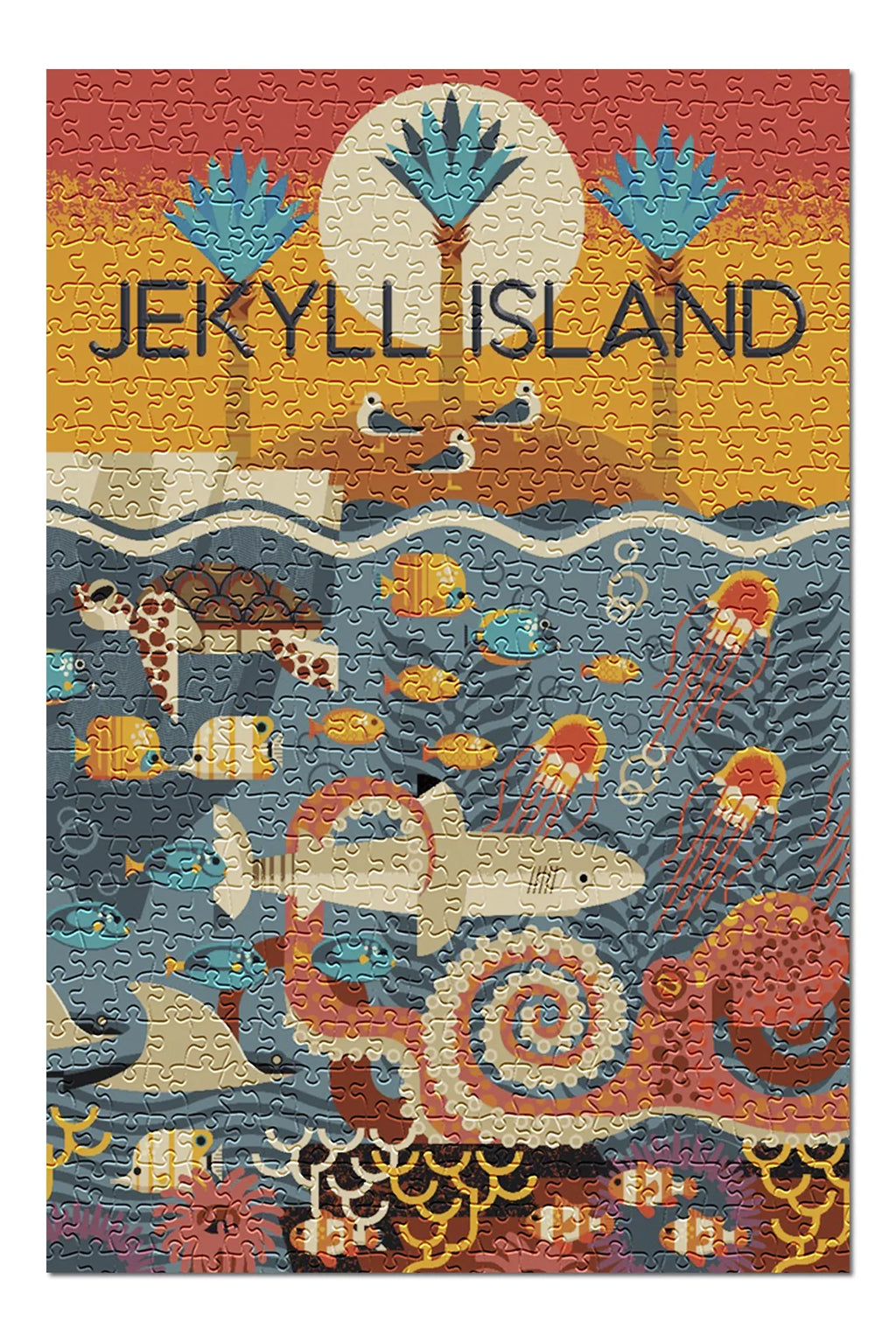 Georgia, (19x27 Piece Premium Jekyll Puzzle Textured 500 Family, and Geometric in Adults Jigsaw USA) Made for inches, Island,