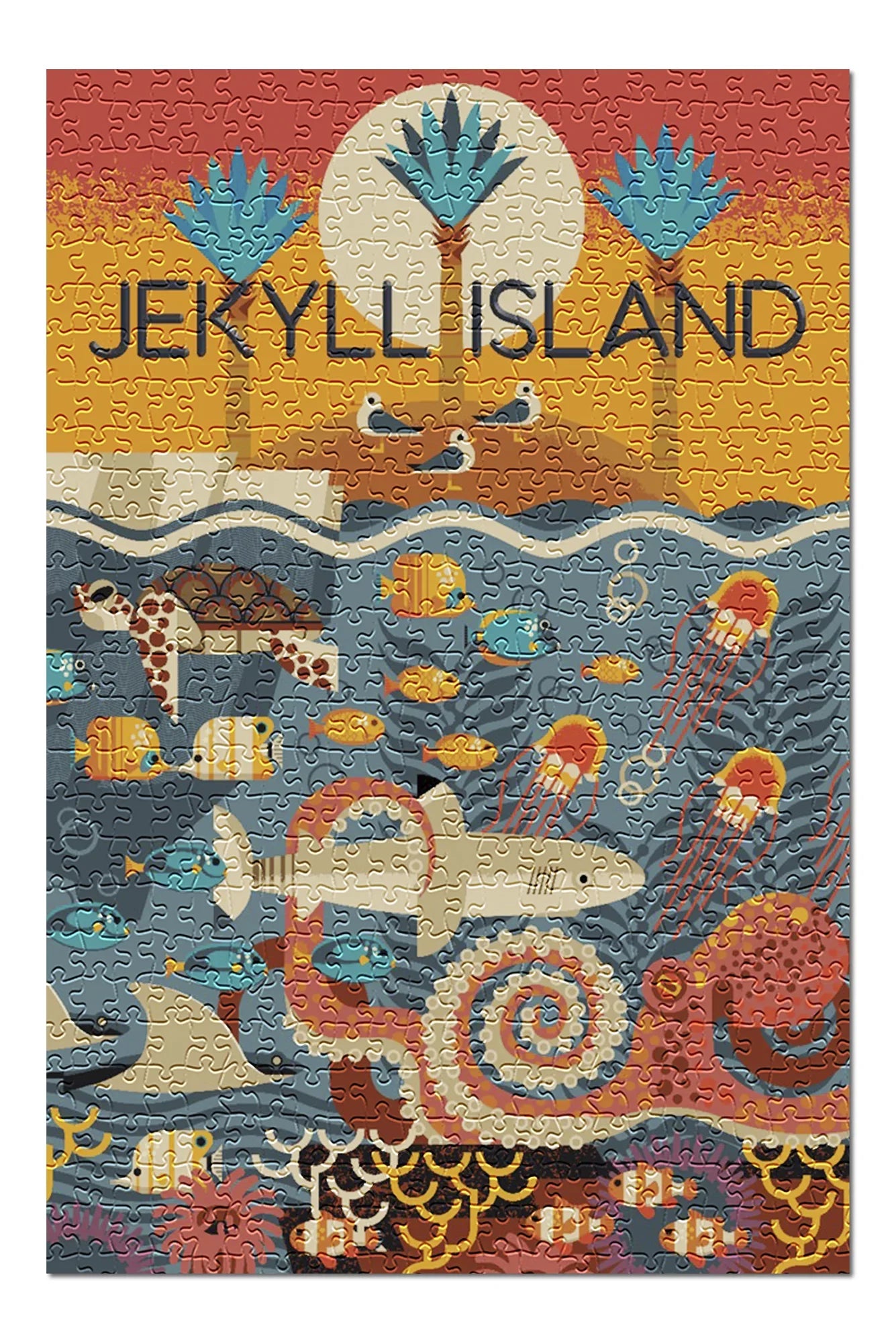 Georgia, (19x27 Piece Premium Jekyll Puzzle Textured 500 Family, and Geometric in Adults Jigsaw USA) Made for inches, Island,