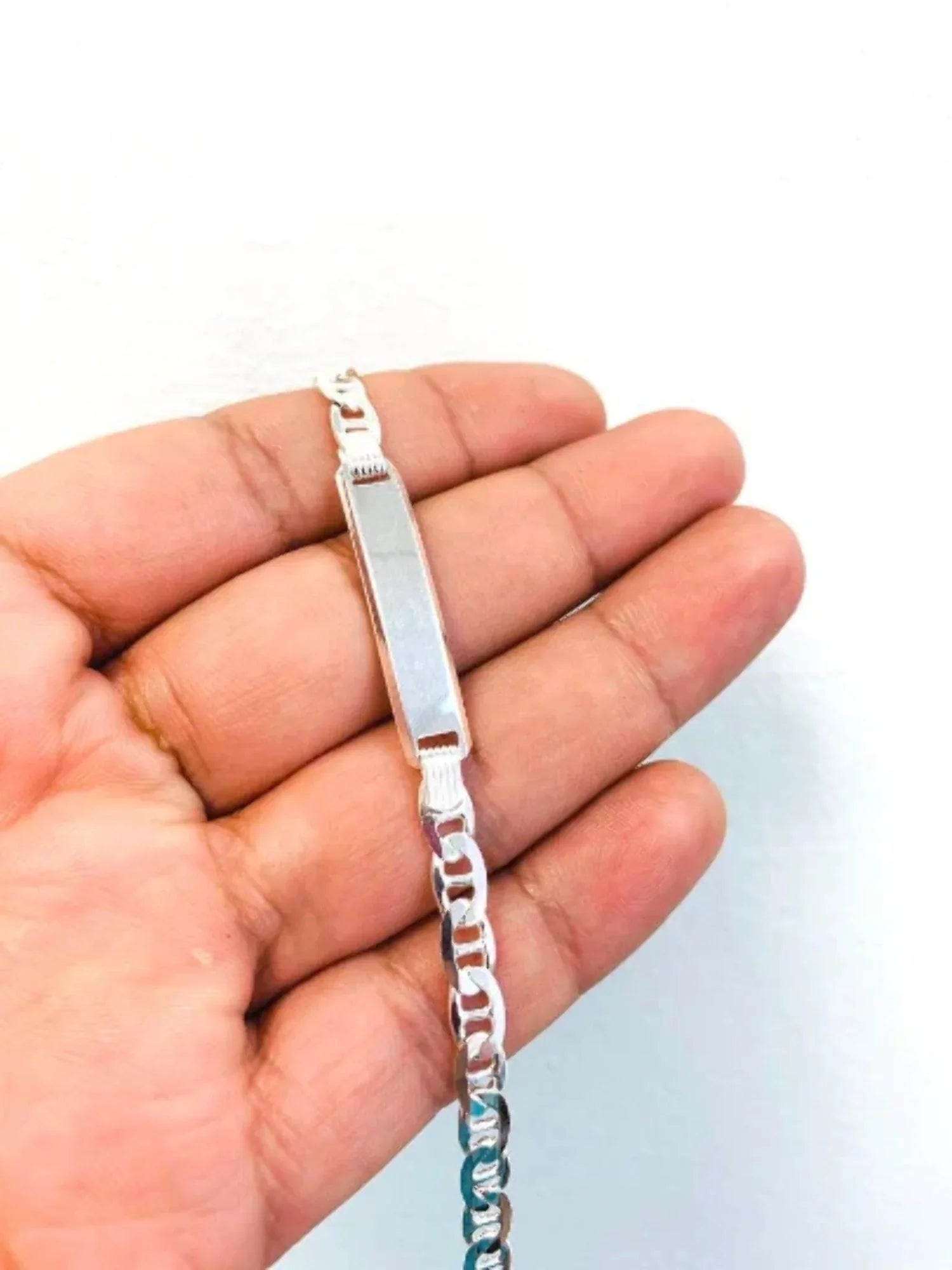 Link Bracelet / / 925 in Bracelet Pulsera Sterling Mariner Mens for para for Mariner Bracelet 9.7g Silver 8" ID Mens Silver Silver ID / 5.4mm hombre