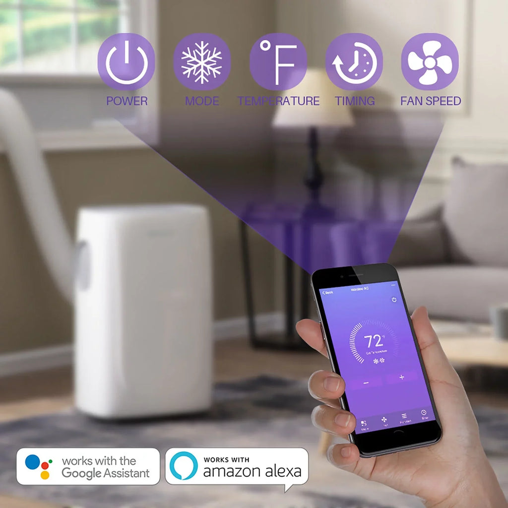 and SMART up Quiet Remote, Wi-Fi, Portable with Voice Emerson Kool for Control Conditioner Air Ft. to Rooms 300-Sq.