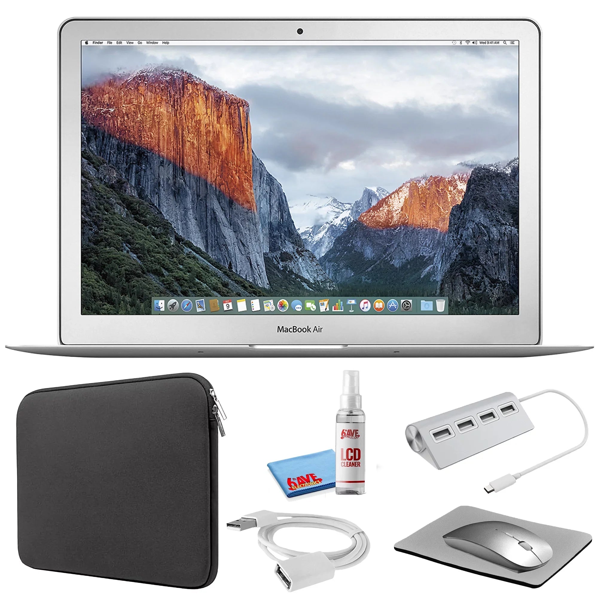 Cleaning Black Starter - Kit (i5 2015, (Early MacBook + Zipper 13-inch Air with Sleeve Kit 128GB Laptop + MJVE2LL/A) Bundle 1.6GHz, Silver (Refurbished) SSD)