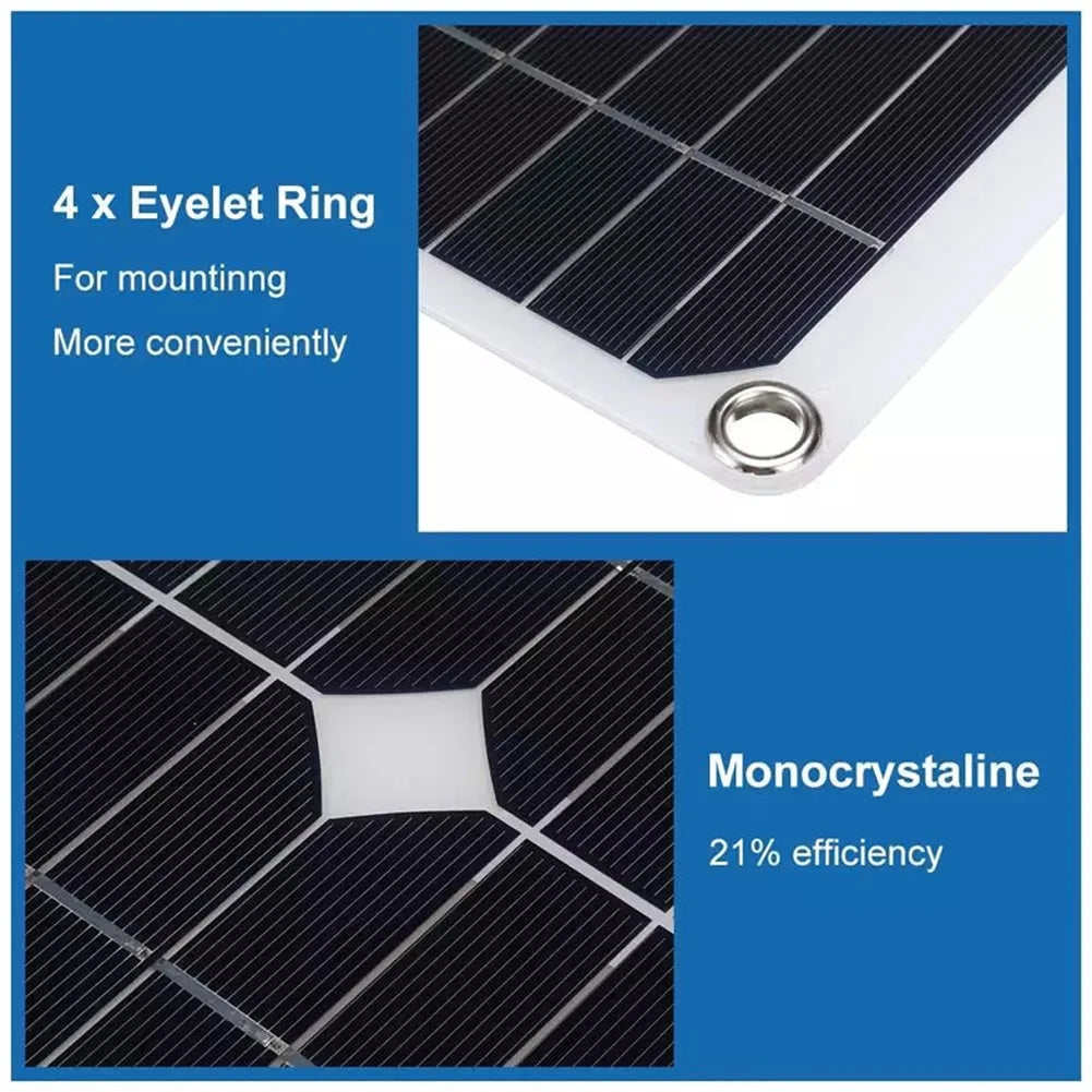 Waterproof Controller, Solar for Charging RV Dual Solar PWM with Panel 100A Cellphone 25W Recharger, 12/24V Nebublu Monocrystalline Plate 18V Kit Marine USB