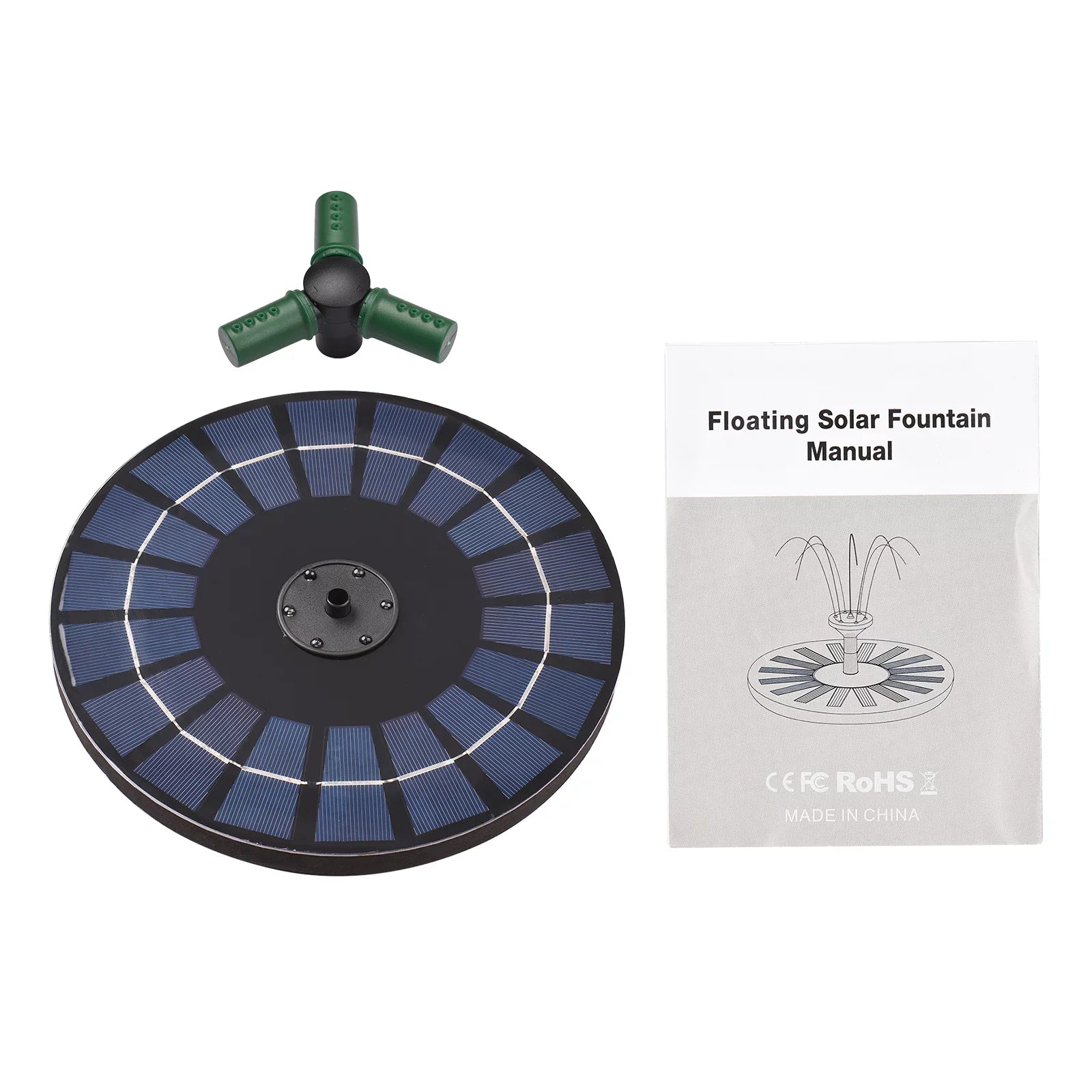 Inch 6W Small Bird 9 Fountain Pump Solar Pond Nozzle Bath for Solar Garden LED Colorful Auto-Shut liquid Rotatable Battery Pump Fountain Light off With With
