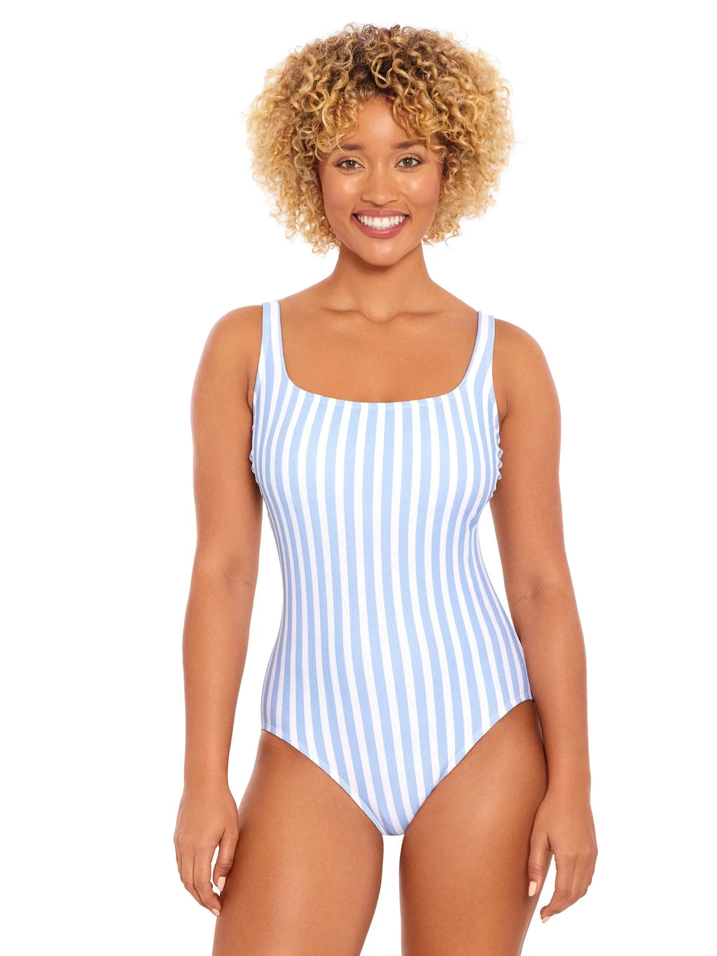 Time Swimsuit, Women's XS-3X One Piece Sizes Square Pique and Tru Neck