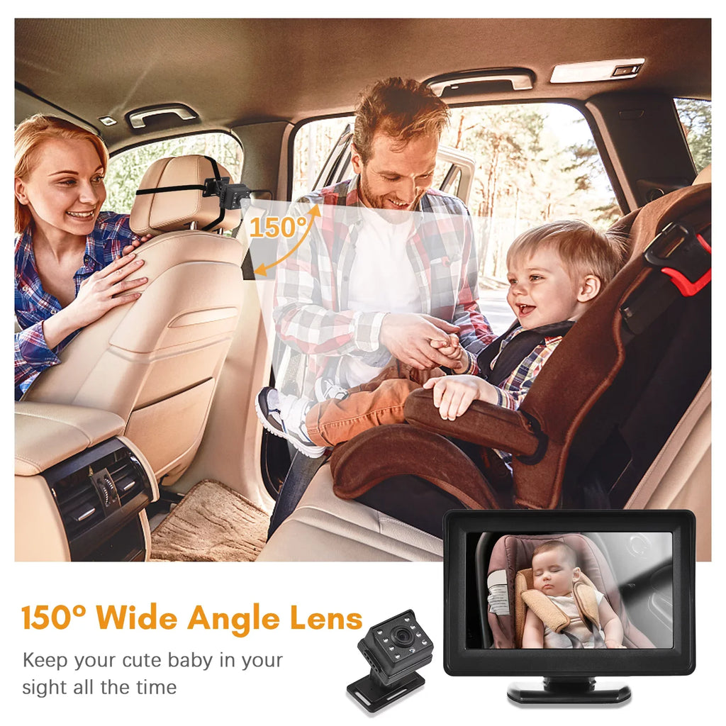 Easy 720P Camera Seat Seat Night Car Mirror Camera Baby Rear Facing Installation Display 4.3 Monitor 150° Baby Mirror moobody Car Wide Inch Baby View for Monitor Vision Car