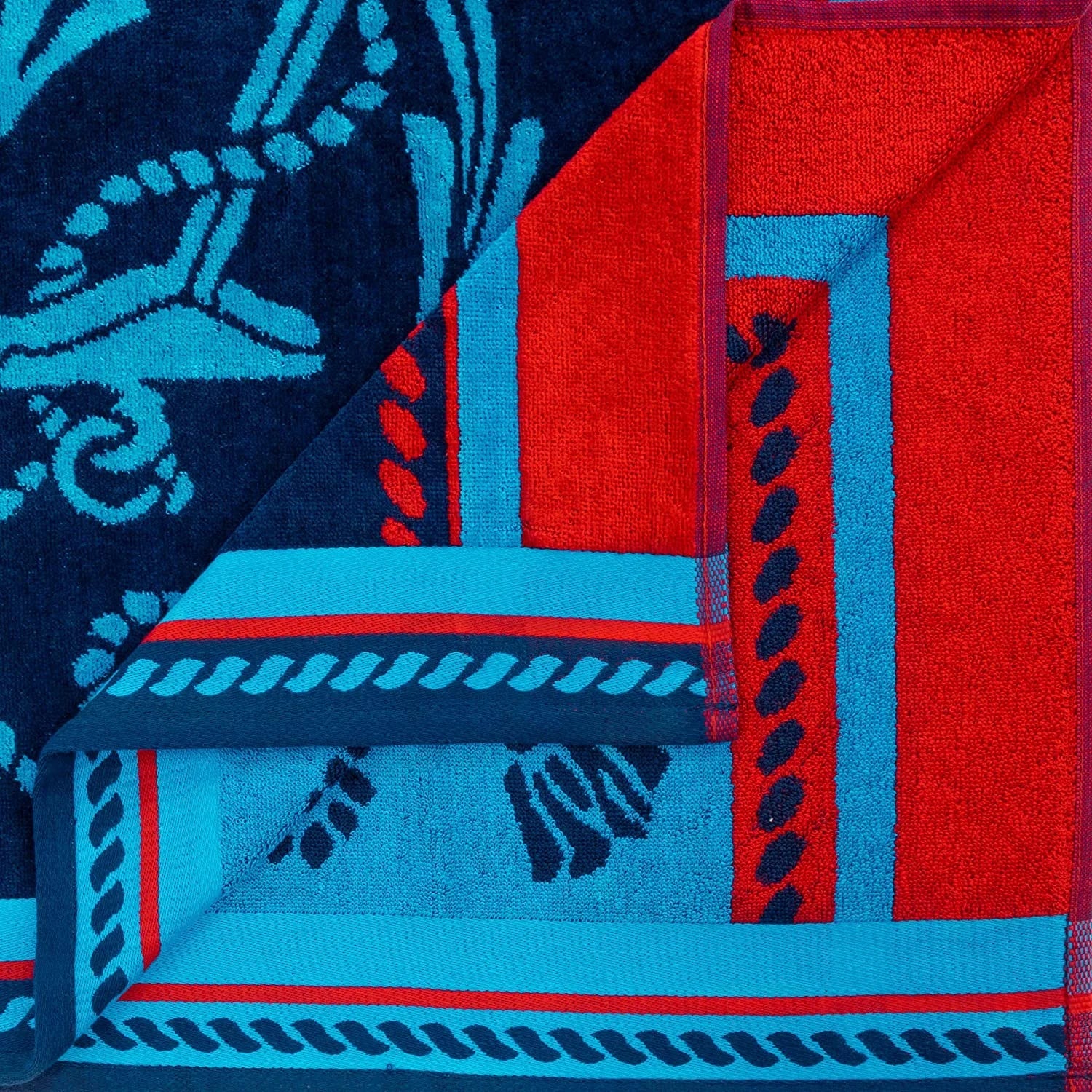 Collection, Vacation, Piece Cotton 64", Absorbent, Pool, For Quick Striped Kids, X 34" Adults, Towel Dry, Shower, Swimming, Set Camping, Blue/Red/White, Travel, Sailing 2 Beach Bathroom,