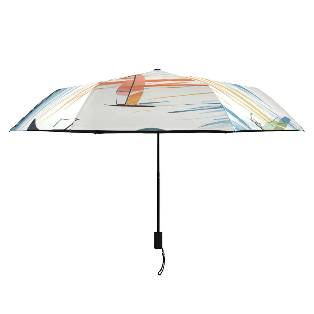 dimension UPF Folding Rain Umbrella 50+ Compact Arc Travel for Packable Windproof Lightweight Umbrella Sailboats