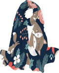 Girls Cute Dark Neck Foxes Scarves Flowers Blue Long Wrap Women for Scarf on Hyjoy Lightweight Shawl and Silk