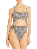 Aqua Print Animal Swim Lined Womens One-Piece Swimsuit
