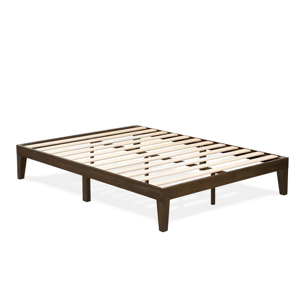 Denton Weathered East Wood Platform Full Furniture Bed West in Engineered Walnut