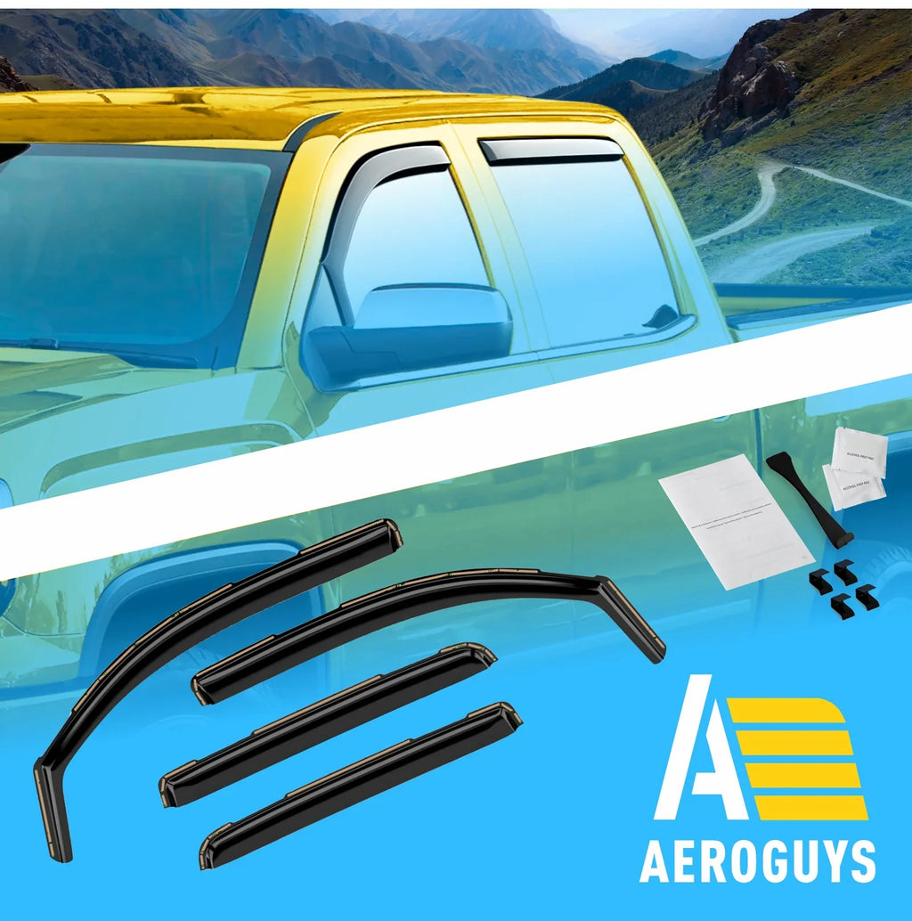 Extra 1500 AG0421 Rain Guards Fit Visors, Window (Chevy) 2014-2018 Sun Visors, Window Crew Deflectors Chevrolet for -4pcs. In-Channel Vent Accessories Cab, AEROGUYS Wind Silverado Durable Truck Visors