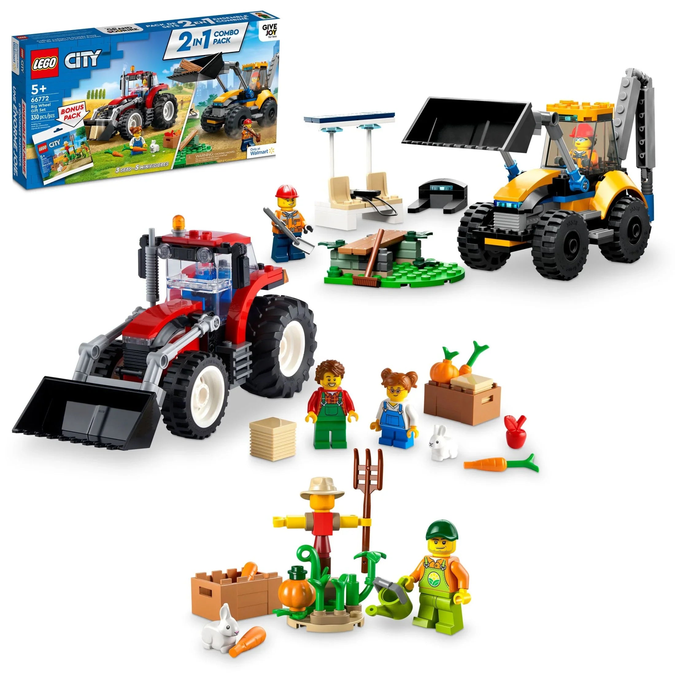 Scarecrow Digger Building Gift Girls Construction Great LEGO Sets Toy for Bonus Farm Plus Ages and Gift 2in1 up, and 5 Pack, City Tractor 66772 Boys Garden Set, Big and Wheel &