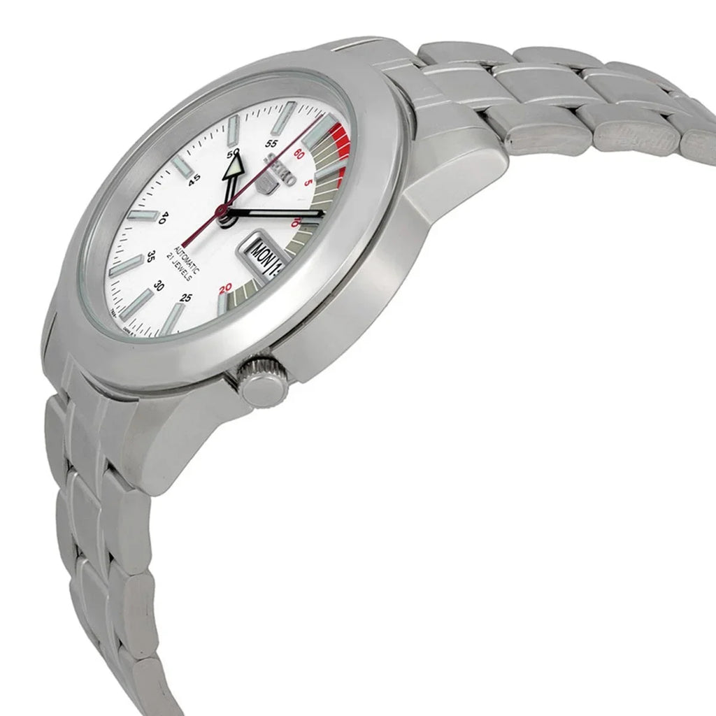 White Men's SNKK25 Stainless Watch Dial Automatic Seiko Day 30M Steel Date