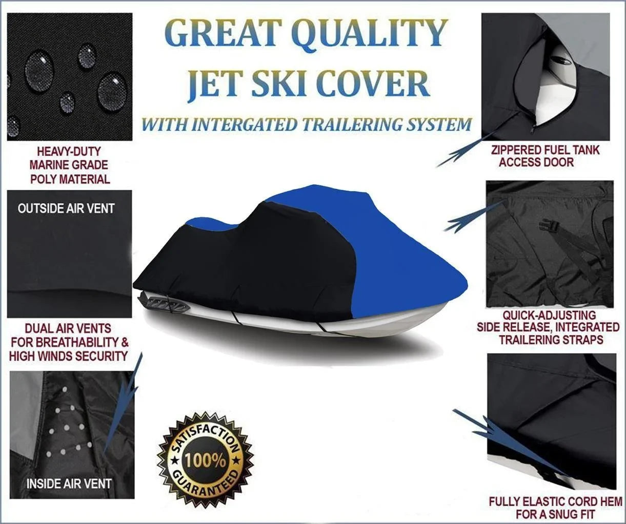 Trailerable Cover STX HEAVY-DUTY Jet KAWASAKI BLUE / 1998 1997 Ski 1999 Cover BLACK for Compatible 1100
