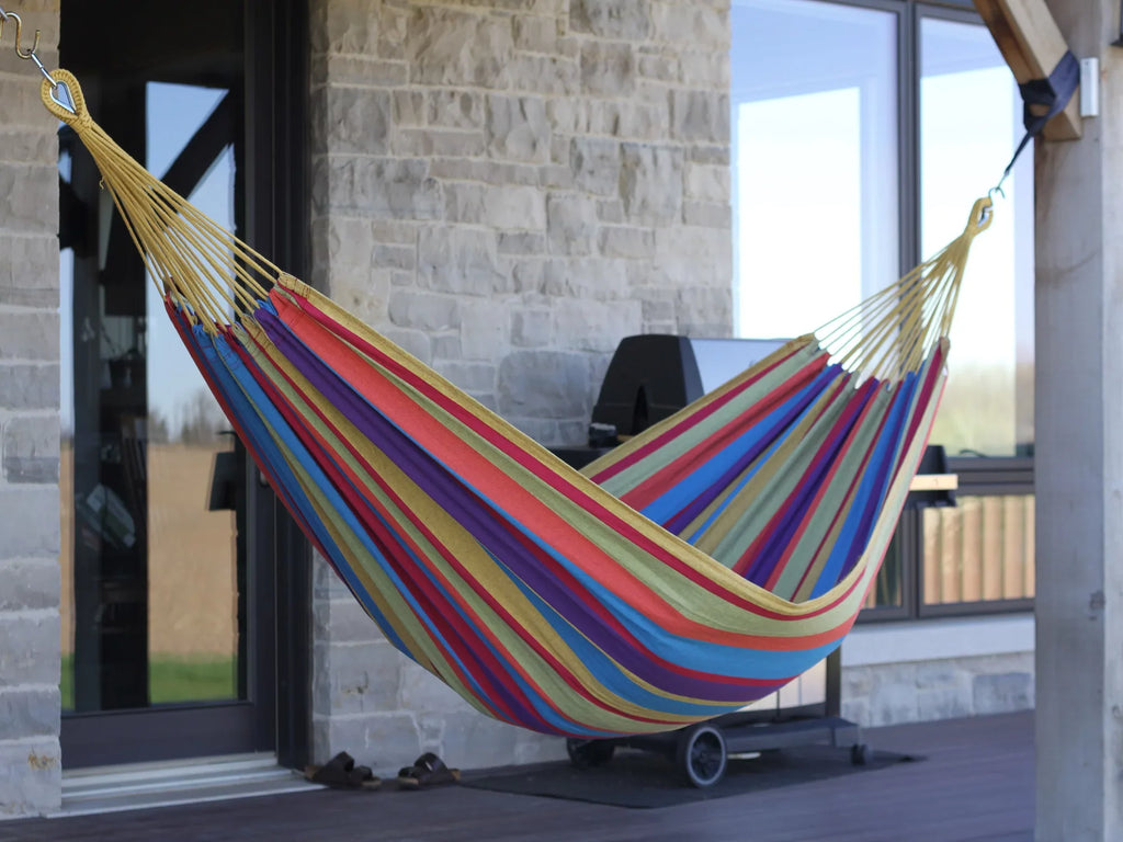 Yellow Hammock Person The Brazilian 144” Hamptons Purple Collection Striped design and Two