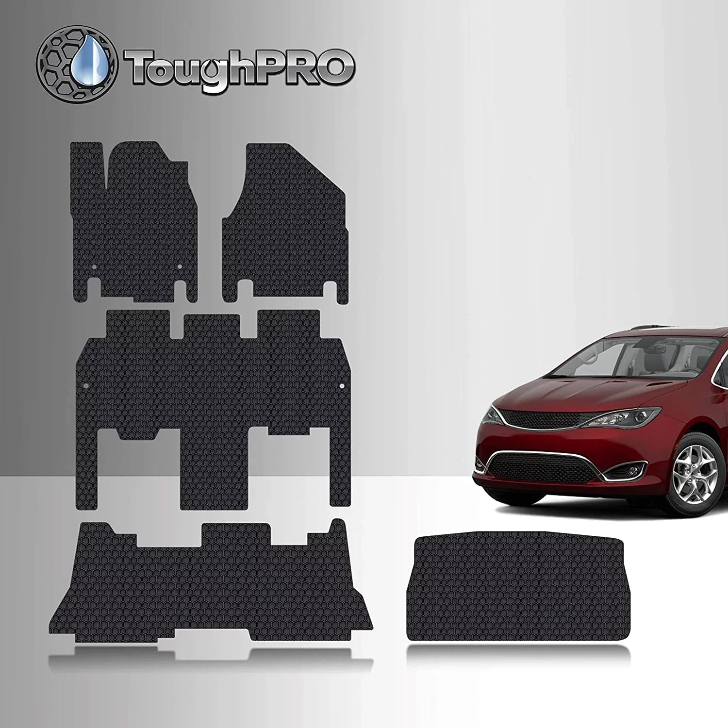 Chrysler 3rd All 2021 Floor Mats Accessories Compatible + Row Cargo Pacifica Mat - with climate TOUGHPRO - Hybrid Set + Heavy - Duty Floor