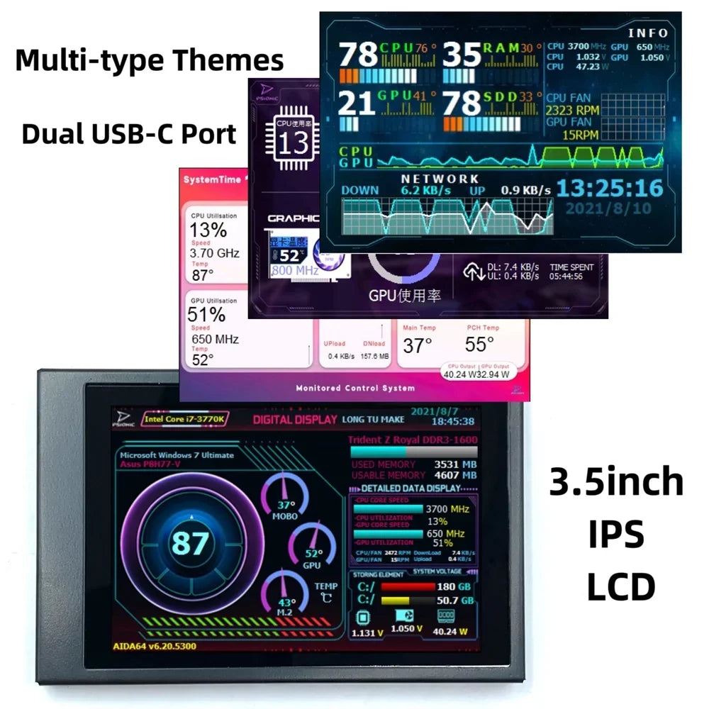 ScreenDual Andoer Itx Computers Raspberry To 3.5 Type-c And Ips Rotation ,Ips Computers Pi Chassis Raspberry Dual Addition RaspberryScreen Yabuy Usb Itx Display Inch Pc