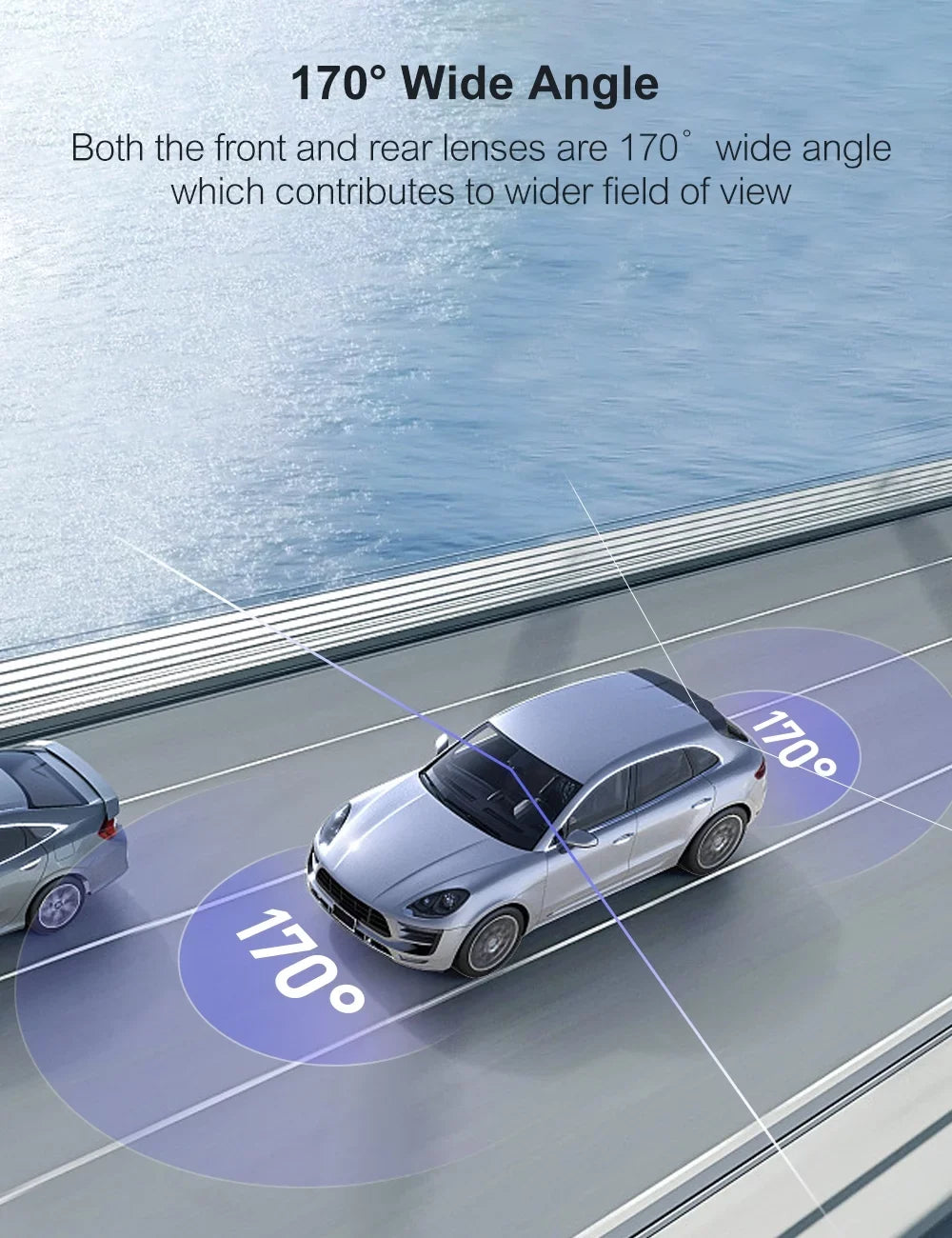 Wide Dash Screen, Vision, and for G-Sensor, Cam Dash Crosstour Rear,1080P WDR, 170° with Camera Night Mode Inch Support Cars Recorder with IPS Loop 128GB Parking Angle, Recording, Front 3