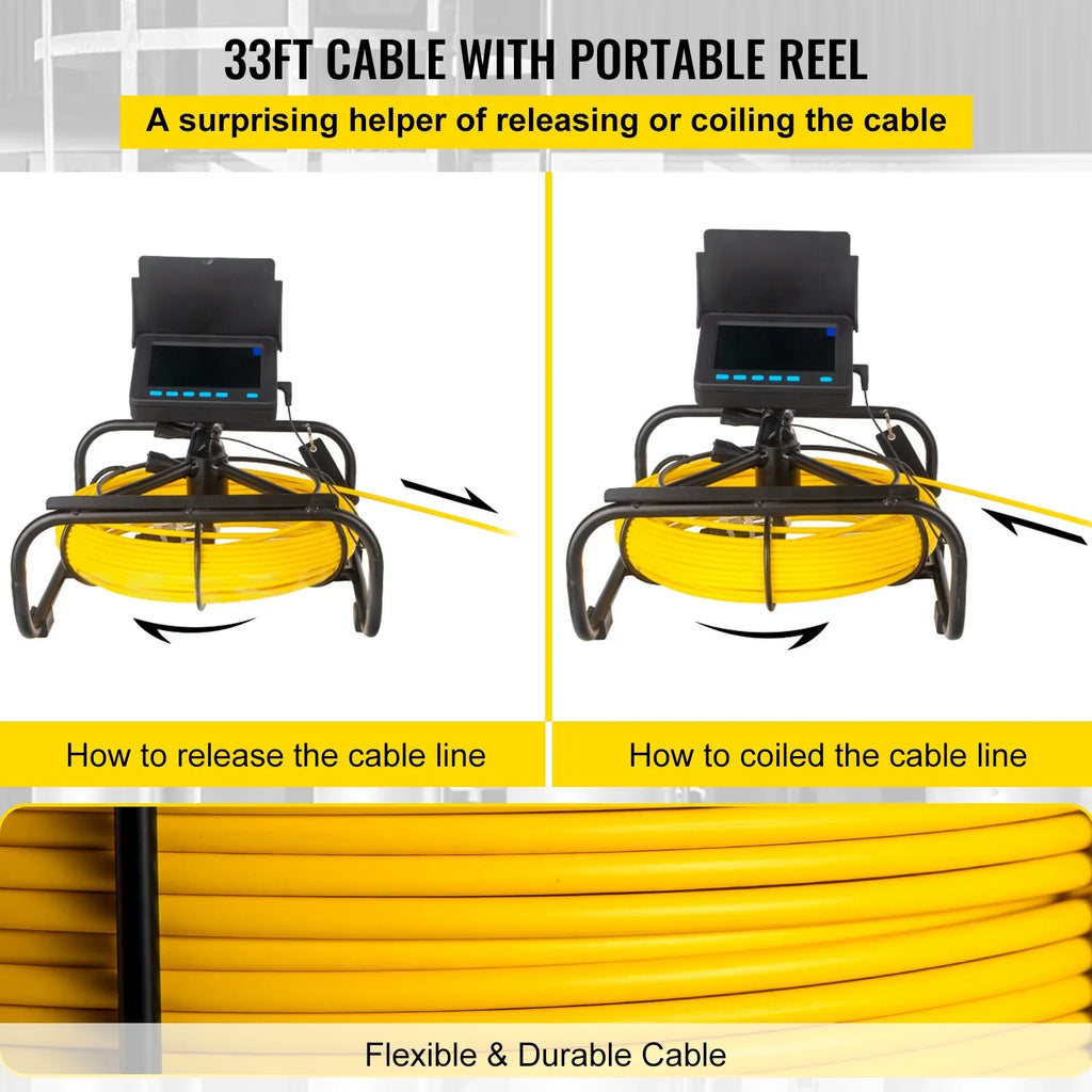 LCD 6PCS 4.3 SKYSHALO 8500MAH Waterproof with Pipe Camera IP68 Camera Camera Inspection Camera 10M Cable Inspection TFT LEDs in. Monitor Lithium Sewer Pipeline DVR Battery, Function 32.8FT Duct Screen