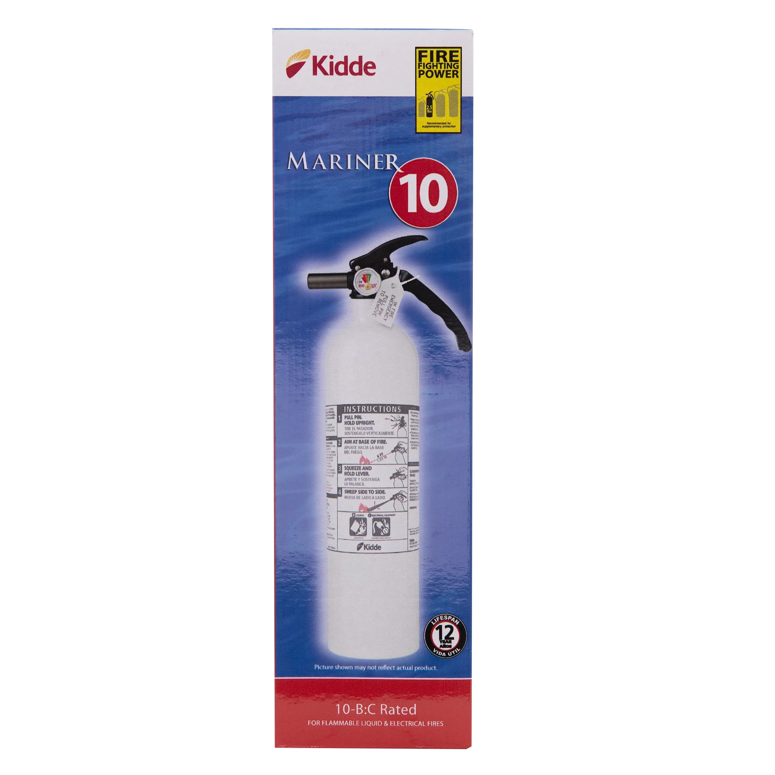 Extinguisher, 10-B:C, UL Rechargeable Fire Kidde Rated Model Not KD82W-10BC, Marine