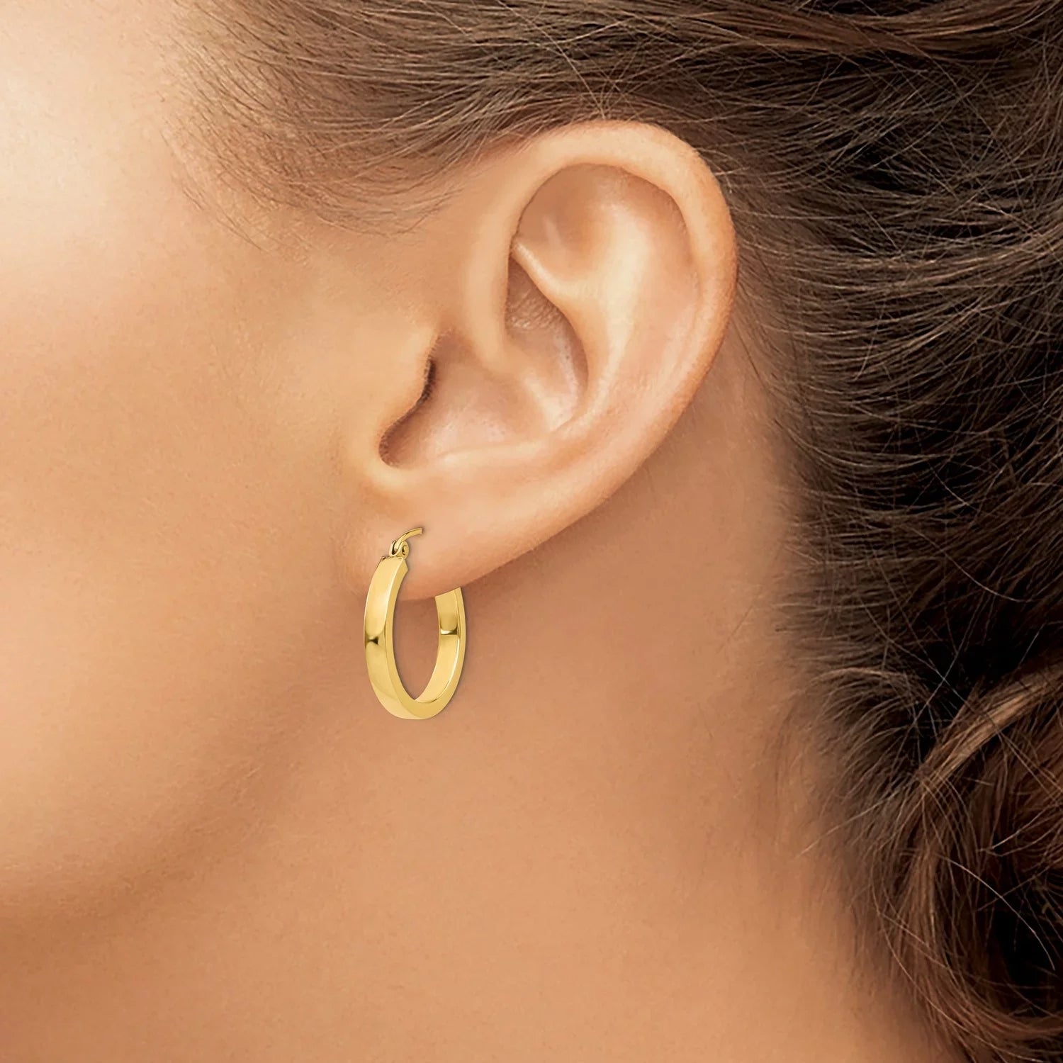 2x3mm in Real Rectangular Tube Earrings Yellow 14k Gold Hoop