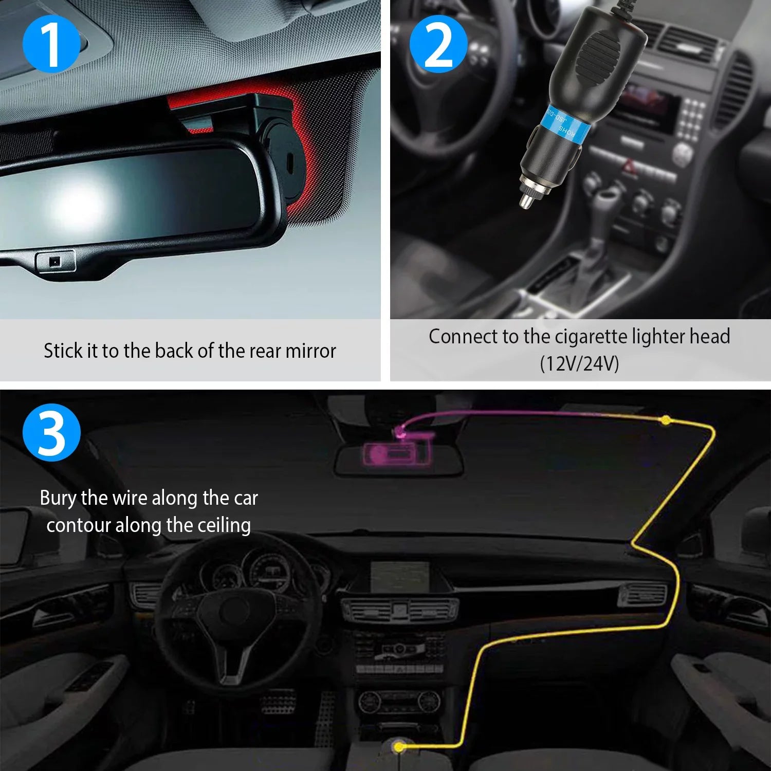 Cam with 11.2ft Camera 1080P Wifi DVR WiFi Lighter Dash Recorder HD G-sensor 170° iMounTEK Cigarette Recording Cable App Car Looping
