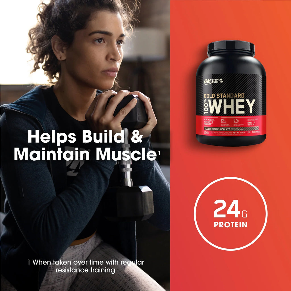 Optimum Gold Chocoalte, Standard Protein Whey Nutrition, Servings 74 Double lb, Rich Powder, 5 100%