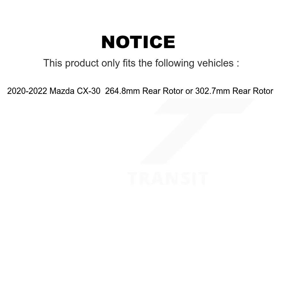 K8A-104057 264.8mm Brake Rear Front Ceramic Pads CX-30 Rotors 2020-2022 For Rotor Disc Transit And or 302.7mm - Kit Auto Mazda