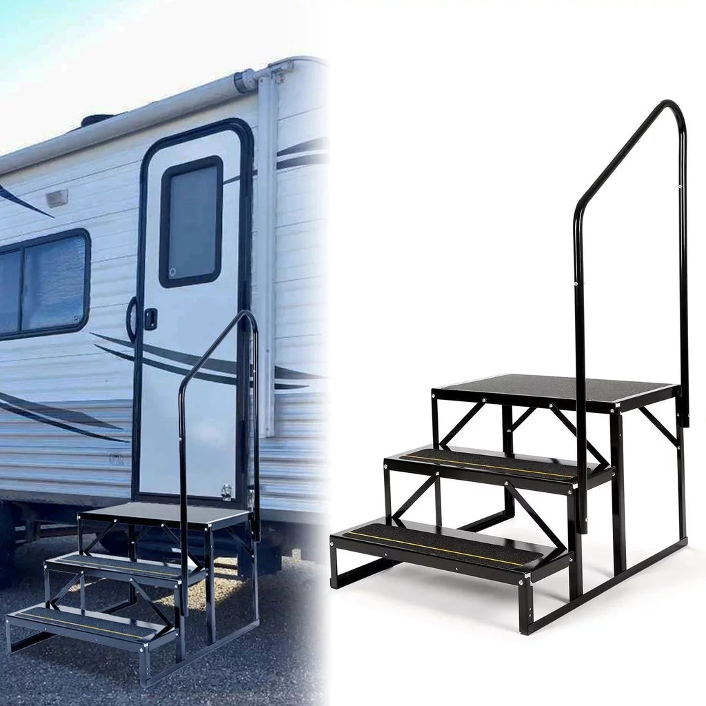 Steel RV Steps Trailer for Armrest Stairs Rail Travel W/ HECASA Trailer Load Hand 3 Universal Camper Hand-railing Side