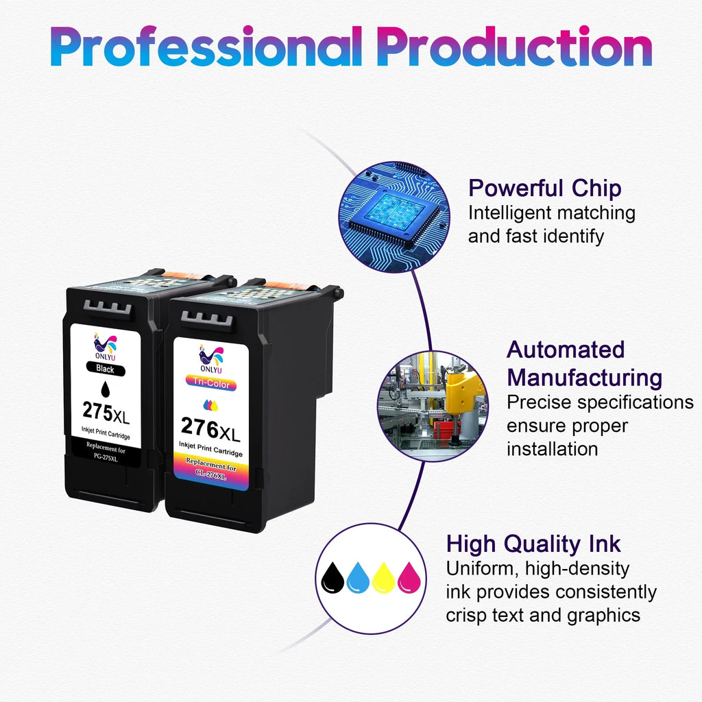 (1 TR4722 TR4720 Combo Ink Compatible Printer Pack TS3520 1 Canon Yield CL-276 Printer PG-275 PIXMA TS3522 Black High to Cartridges XL and Color) Ink 276xl for 275xl