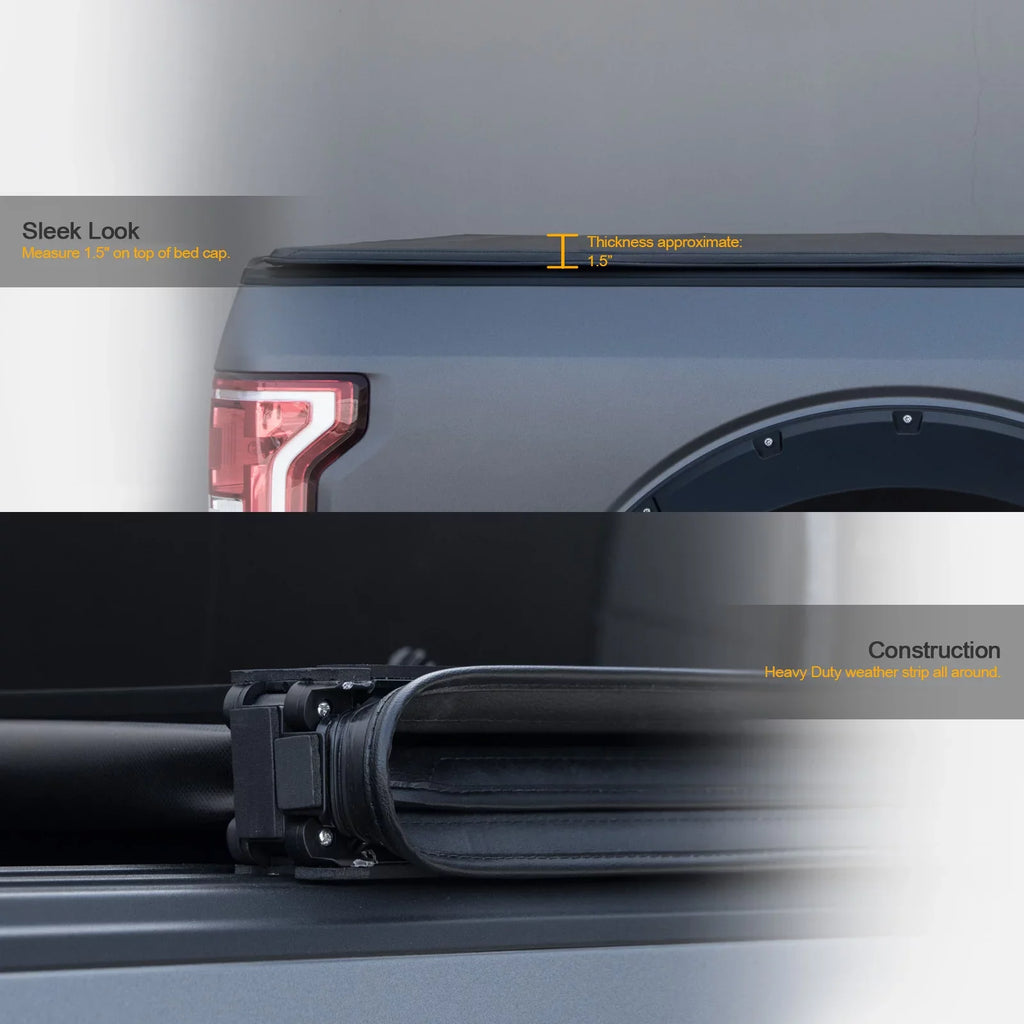 2019-2022 ) Truck ( with Ram Bed Soft Tri-Fold Tonneau 1500 Stehlen / For Cover Short Feet 68.4" Lights 733469490432 Classic LED 5.7 2009-2018 Bed