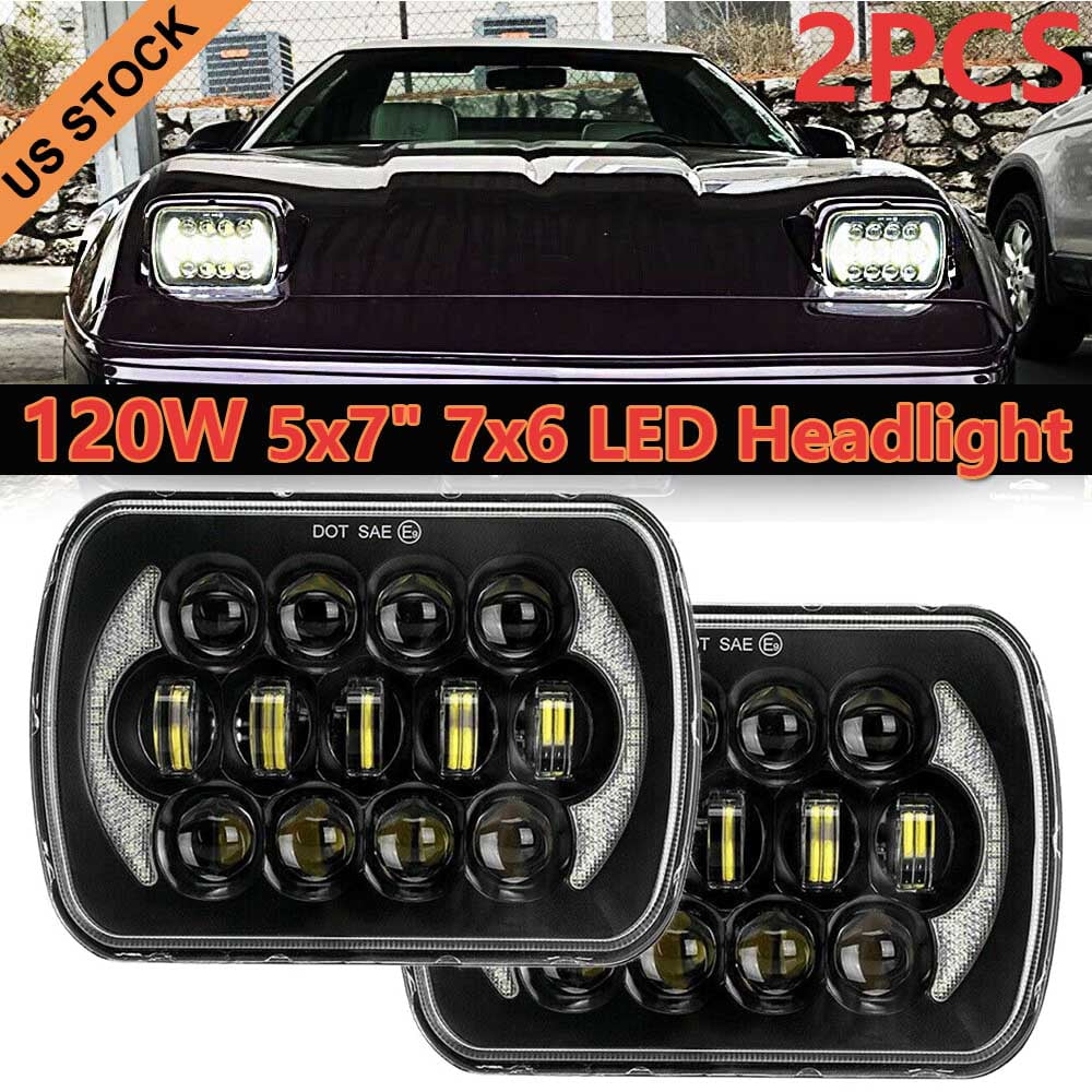 Jeep LED XJ For Headlight Chevrolet 5x7" Pair 7x6" Lo Beam Cherokee Hi 400W DRL