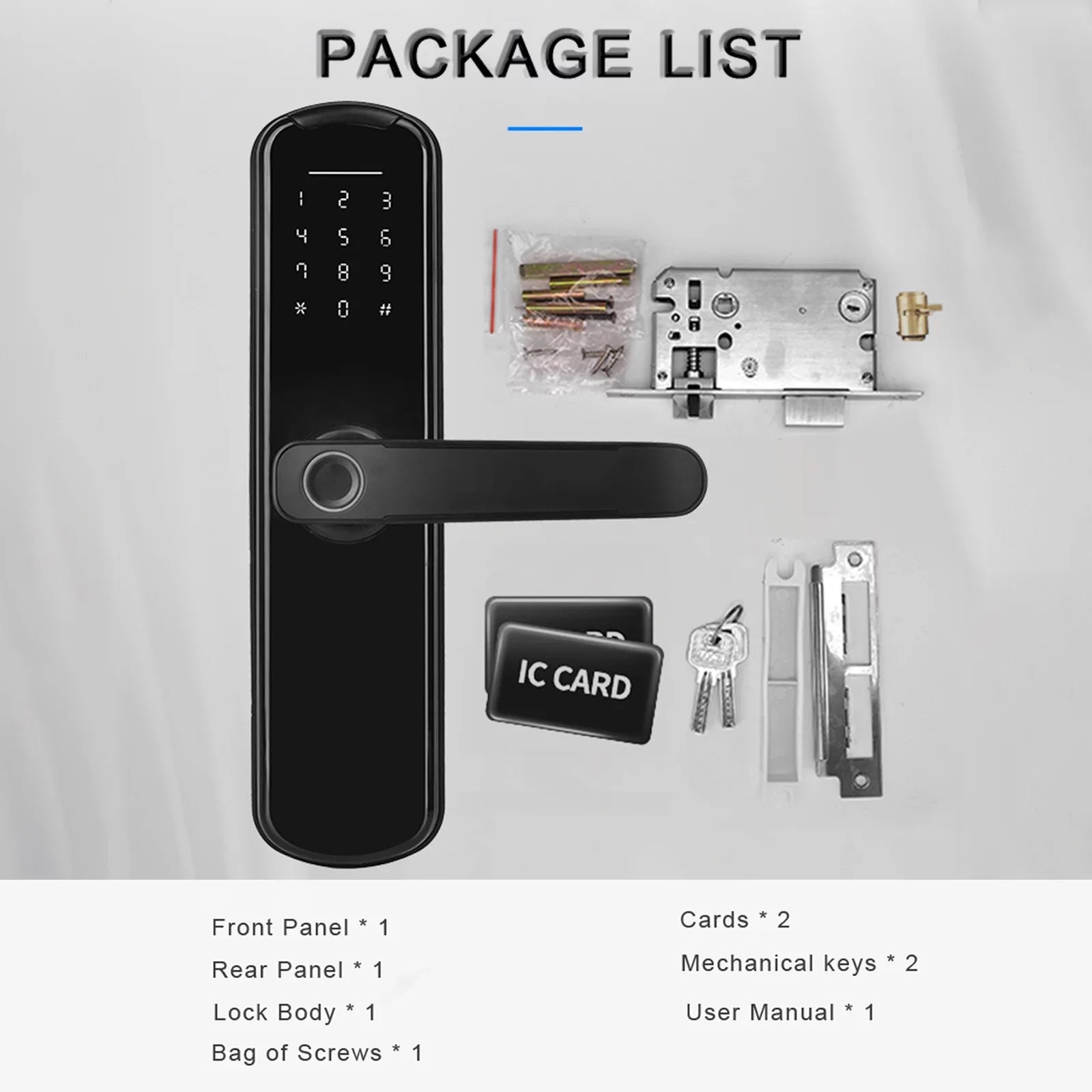 for Touchscreen Keypad Office WAFU & Secure Door Fingerprint Mechanical Smart Lock Key