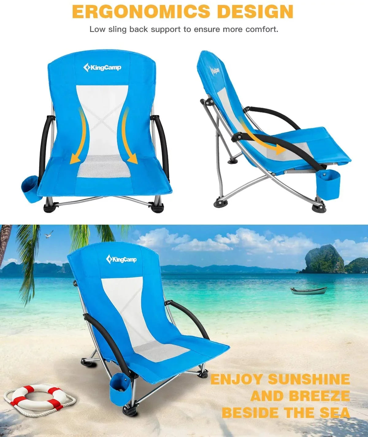 ingCamp Chair 2 Beach of High Concert Camping Chair, Camping pack Back Folding