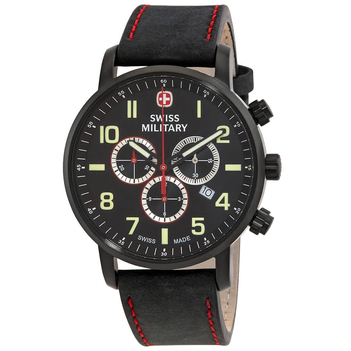 Men's Chronograph Chrono Watch Attitude Black Swiss Dial Military Quartz 01.1543.304