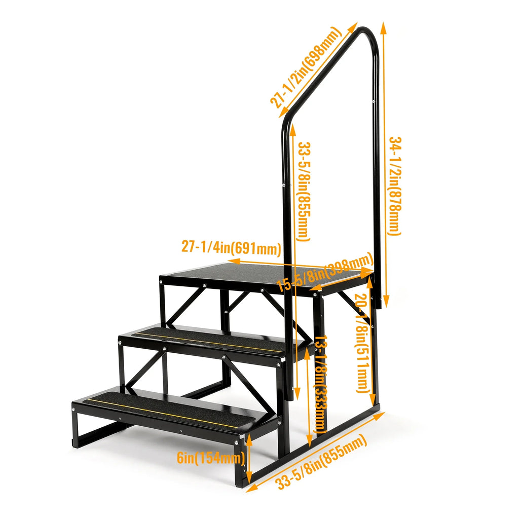 Steel RV Steps Trailer for Armrest Stairs Rail Travel W/ HECASA Trailer Load Hand 3 Universal Camper Hand-railing Side
