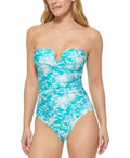 MULTI TROPICAL Swimsuit, US V-Notch WATERS Klein One-Piece Calvin Bandeau 6