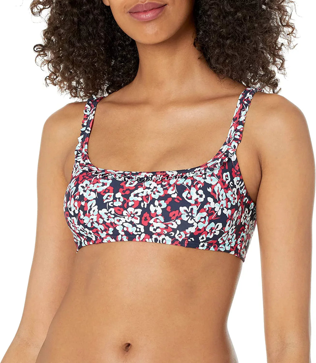 Swim US FLORAL Bikini Ruffle Hilfiger Top, 2X-Large Printed Tommy HAMILTON