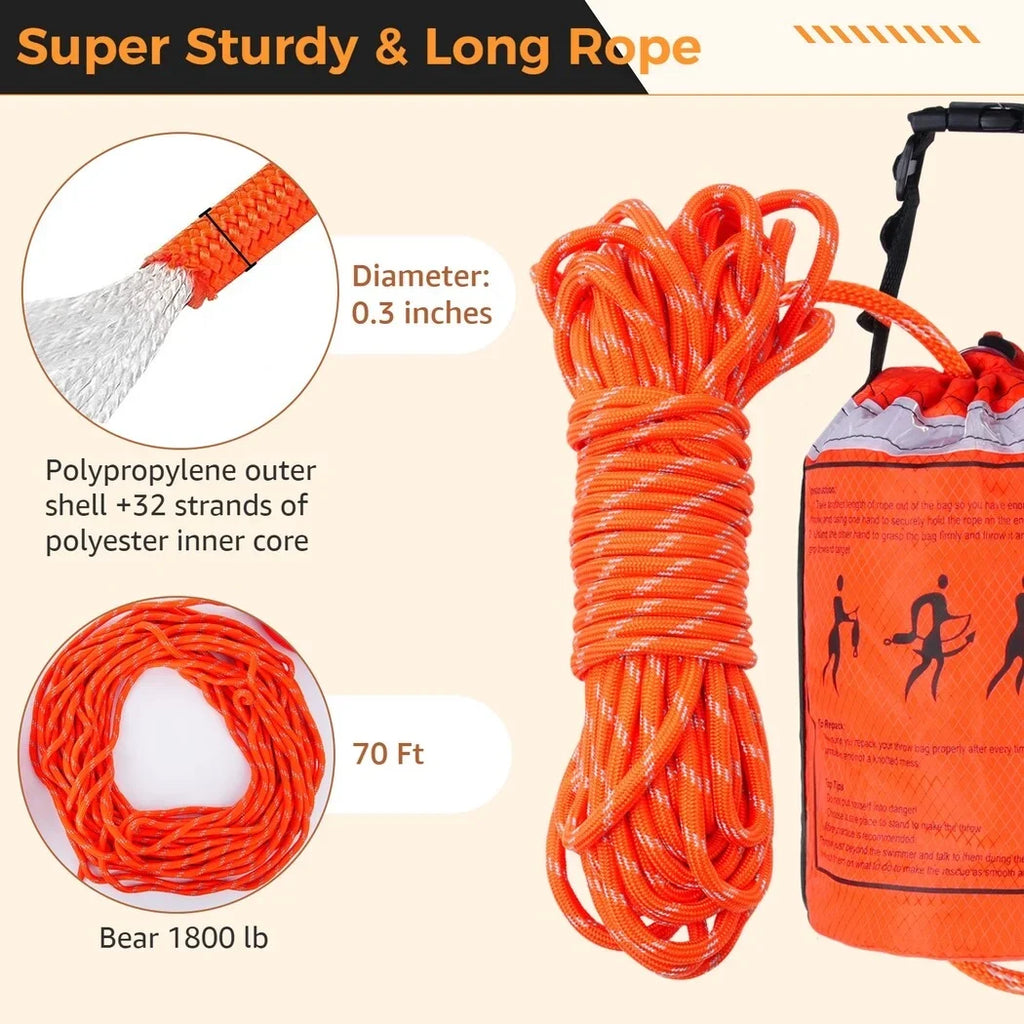 First Safety with Throw for for and liquid Aid Rafting, Device Equipment Boat and Raft Kayaking Bag Feet Rope, Rescue 70 of